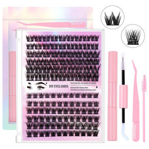 Kit d'extension de cils DIY professionnel, cils en segments pré-coupés, synthétiques, doux, épais, prix de gros, approvisionnement mixte - Product Image 1
