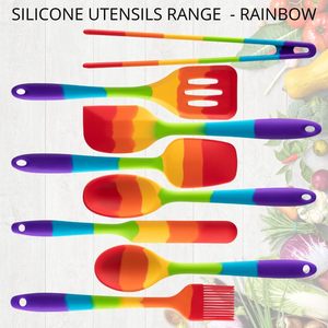 Heat Resistant <b>Rainbow</b> Cooking Utensils Silicone Spoon Spatula Ladle Cooking Utensil Set for Kitchen - Product Image 5