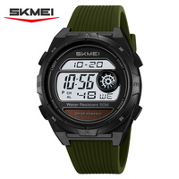 Skmei 2436 jam tangan tenaga surya Digital, arloji olahraga luar ruangan multifungsi dengan Stopwatch Alarm