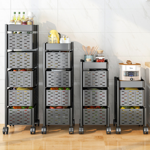 4 Tier Wholesale Sustainable Removable Black Vegetable Storage Rack Rotating Cart Rotate Rack With Stand