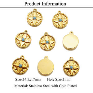 Factory Wholesale Stainless Steel Pendant Making <strong>Supplies</strong> Cut Out Moon Star Center Stone Charms for <strong>Jewelry</strong> Components - Product Image 4