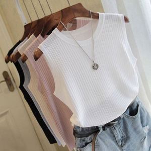 เสื้อกล้ามถักคอโอ ทรงลำลอง ระบายอากาศได้ดี แฟชั่นฤดูร้อนสำหรับผู้หญิง ผ้าโพลีเอสเตอร์ 100% - Product Image 1