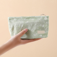 Pochette de voyage double couche brodée florale en coton cosmétique baroque