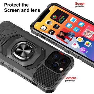高級iPhone 16 Plus 15 14 13 Pro Max電話ケース、無料回転メタルキックスタンド耐衝撃TPUPCハードケース付き - Product Image 6