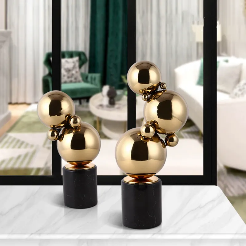 आधुनिक Minimalist सामान कमरे में रहने वाले दौर गेंद स्टेनलेस स्टील सजावट शिल्प नरम सामान गहने