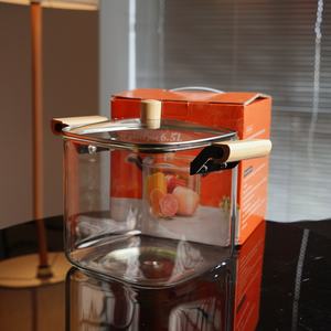 Olla cuadrado de vidrio de borosilicato resistente al calor y elegante diseño chino-moderno para Cocina de Inducción de uso doméstico para regalos promocionales - Product Image 5