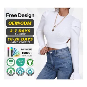 Custom OEM ODM Women Tied Backless Sweater Sexy Plain Stand Collar Knitted Pullover Knitwear Cropped Sweater Woman