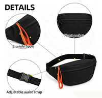 Sac banane léger en nylon imperméable avec plusieurs fermetures éclair, sac de taille réglable, pochette bandoulière pour sport et voyage