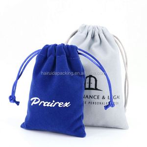 Pochette à bijoux en velours avec cordon de serrage, emballage cadeau argenté, logo personnalisé, sacs en gros, vente en vrac - Product Image 2