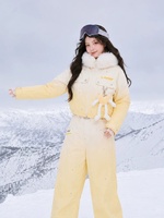 Combinaison de ski dégradé jaune-blanc pour femmes adultes, modèle 2026, extérieur, super stylée, coupe-vent, imperméable, 100 % polyester, neige