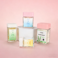 Ensemble de pots en verre hermétiques carrés uniques, à l'épreuve des enfants, avec étiquettes personnalisées, anti-odeurs, pour concentrés et produits pharmaceutiques