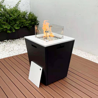Table de foyer au gaz propane pour jardin et terrasse, foyer extérieur avec pare-vent en verre