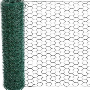 Rouleau de grillage hexagonal vert pour la protection des clôtures, largeur 1m, grillage en fil de fer recouvert de PVC - Product Image 1