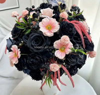 Boule de fleurs artificielle réaliste DKB, blanche, luxueuse et colorée, en soie et mousse PE, imperméable, pour mariage, fête des mères, décoration, roses pour bébé