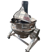 Marmite industrielle automatique à double enveloppe avec agitateur, 300-500 litres, qualité alimentaire, pour cuisson vapeur de confitures et bonbons