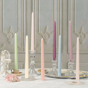Bougies coniques de 25 cm de long, sans fumée, colorées, pour créer une ambiance festive, pour mariage, banquet, anniversaire, décoration de table avec supports. - Product Image 4