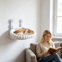 Hamac de fenêtre pliable pour chat avec 4 grandes ventouses, perchoir en peluche robuste pour chats de grande taille, pour l'intérieur