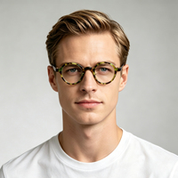 Montures de lunettes rondes rétro tendance pour hommes, en acétate de qualité supérieure, design romantique, vente en gros