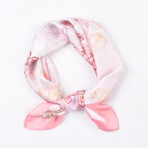 2023 New Fresh and Fashionable Flower Pattern Printing Thin 70 Square Scarf Silk Scarf Women's Small Scarf