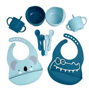 Tazón de alimentación de silicona para bebé, vajilla infantil de grado alimenticio, juego de placa inferior de succión, Baberos e impresión, 003 - Product Image 2