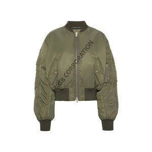 Chaqueta de bombardero de moda ligera para mujer, ropa de abrigo informal con cremallera, bolsillos, abrigo de invierno cálido, tejido transpirable tejido terminado - Product Image 1