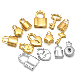 Gold & <b>Silver</b> Plated Stainless Steel Cute Heart Lock <b>Charms</b> Unisex Fashion Pendants for DIY Jewelry Making Gift - Product Image 5