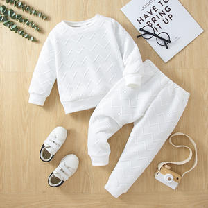 Ensemble deux pièces unisexe en coton et soie, pull à col rond et pantalon, couleur unie, style sport, collection automne, vente chaude - Product Image 2