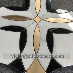 กระเบื้องโมเสคสีเขียวและสีขาวทำจากทองเหลืองและหินอ่อนโลหะวอเตอร์เจ็ทสำหรับตกแต่งผนังโรงงานประเทศไทย - Product Image 6