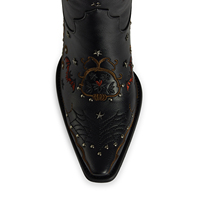 Bottes Western à Bout Pointu et Cloutées pour Femme, Imprimé 3D Citrouille, Bottes de Cowboy pour Halloween - Distribution Usine WETKISS