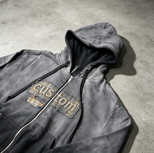 Sweat à capuche surdimensionné personnalisé pour homme, style streetwear, délavé à l'acide, effet usé, 100% coton épais, effet soleil éclairé - Product Image 5