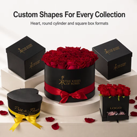 Boîte cadeau de luxe à deux étages en forme de cœur avec fleurs de rose, boîtes à fleurs personnalisées « Je t'aime » avec tiroirs