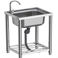 Évier commercial DuyviSteil en acier inoxydable à cuve unique pour cuisine de restaurant, bac utilitaire autoportant avec vidange à connexion rapide pour buanderie