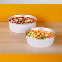 Bol en papier blanc avec feuille d'or, fournisseur d'usine Zhenyuan, contenants pour restaurant, tasse à soupe, boîte à nouilles et riz à emporter