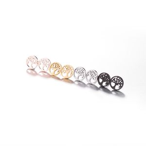 Moda rosa argento placcato oro 18K in <span class=keywords><strong>acciaio</strong></span> inox piccolo Charm <span class=keywords><strong>albero</strong></span> <span class=keywords><strong>della</strong></span> <span class=keywords><strong>vita</strong></span> <span class=keywords><strong>orecchini</strong></span> <span class=keywords><strong>orecchini</strong></span> per le donne - Product Image 5