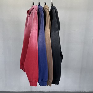 Sweat-shirts à capuche pour hommes et garçons, en gros, unis, personnalisables, vintage, effet vieilli, délavés à l'acide, coupe oversize, streetwear, grammage lourd - Product Image 6