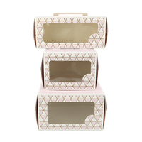 Boîte à gâteau d'anniversaire portable noire transparente de 14 cm, personnalisable en gros, emballage alimentaire avec fenêtre en papier gaufré et pelliculage mat
