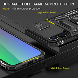 Funda para <span class=keywords><strong>iPhone</strong></span> 16 15 14 13 Pro Max Pro Plus 7 8 Plus X XS XR Slide Camera Ring Stand Armor Protección anticaída Kickstand Cover - Product Image 3