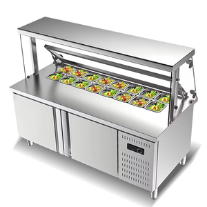 Commercial Air-Cooled Under-Counter Fridge for Restaurant Kitchen LED Light <strong>Open</strong> Door Pizza Prep <strong>Salad</strong> <strong>Bar</strong> Display - Product Image 2