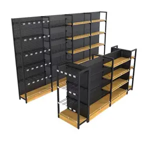 Siêu thị tường sàn hiển thị đứng Rack, cao cấp bằng gỗ Pegboard kệ với ánh sáng cho cửa hàng bán lẻ cnlf