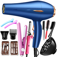 Professionnel léger 3 réglages de chaleur et 5 accessoires inclus vent fort ensemble complet sèche-cheveux ionique négatif