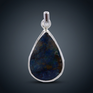 Silver Teardrop <b>Pendant</b> Natural <b>Lapis</b> <b>Lazuli</b> Stone Bezel Set Trendy Style Unisex Everyday Wear Third Party Certified Jewelry - Product Image 2