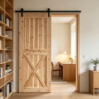 Porte coulissante intérieure en pin massif de style campagnard, nouvelle porte coulissante chinoise sans revêtement chimique