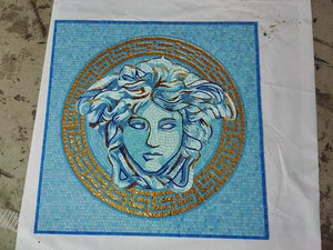 80x80cm vuông kính bức tranh tường bơi nữ thần Medusa huy chương khảm tường nghệ thuật màu xanh bên ngoài tường trang trí sàn sử dụng - Product Image 3