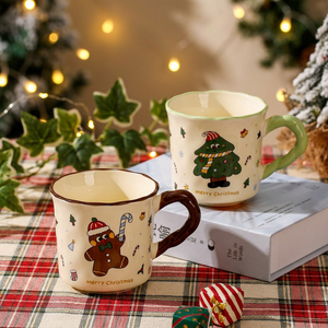Taza de Café de Cerámica Ecológica de 400 ml con Diseño Navideño, Apta para Microondas, Reutilizable, para el Hogar y la Oficina, Regalo para Té - Product Image 1
