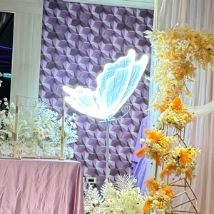 Lampu LED Kupu-kupu Gaya Baru Bingkai Besi Pernis Bakar Hiasan Latar Belakang Besar Perlengkapan Tata Letak Tempat Pernikahan - Product Image 6
