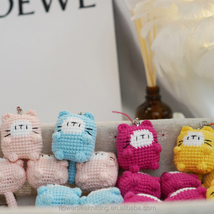 Đáng yêu handmade Meo meo <span class=keywords><strong>Kitty</strong></span> dệt kim Crochet Keychain búp bê món quà hoàn hảo cho trò chơi và những người yêu động vật ở mọi lứa tuổi được làm từ bông - Product Image 6