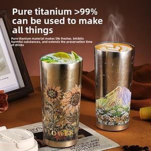 Tasse en titane de grande capacité Tasse de voiture portable simple Tasse <span class=keywords><strong>thermos</strong></span> à eau en titane pur sous vide à double couche Design moderne - Product Image 3