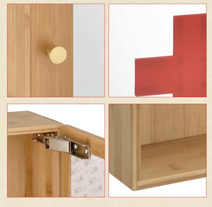 Botiquín de primeros auxilios de bambú <span class=keywords><strong>natural</strong></span> moderno, botiquín de hospital montado en la pared para sala de estar, cocina, taller, dormitorio, almacenamiento - Product Image 5