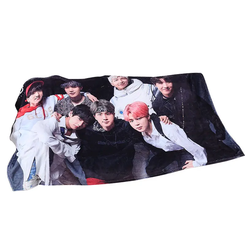 Benutzer definierte digital gedruckte Flanell Fleece Decke mit Sherpa koreanischen Geschenk werfen kpop Decke für Fans