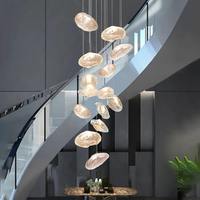 Lustre moderne en verre fait main sur mesure de grande taille pour escalier de duplex, décoration de luxe pour salon, luminaire suspendu